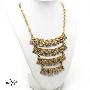 Vintage Celebrity Ladder Fringe Brutalist Modern Statement Necklace 20" -Hey Viv